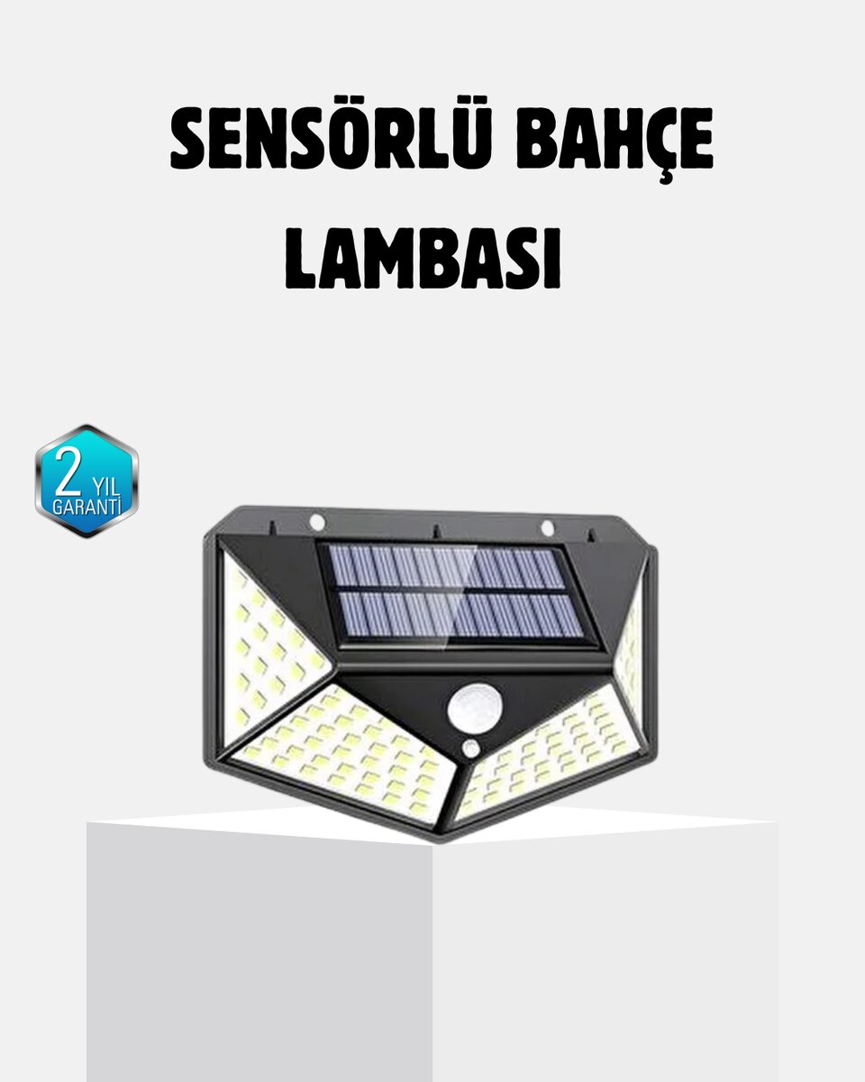 Güneş Enerjili 100 LED Dış Mekan Lamba – Hareket Sensörlü, 2200mAh Bataryalı Solar Aydınlatma Güneş Enerjili 100 LED Dış Mekan Lamba – Hareket Sensörlü, 2200mAh Bataryalı Solar Aydınlatma