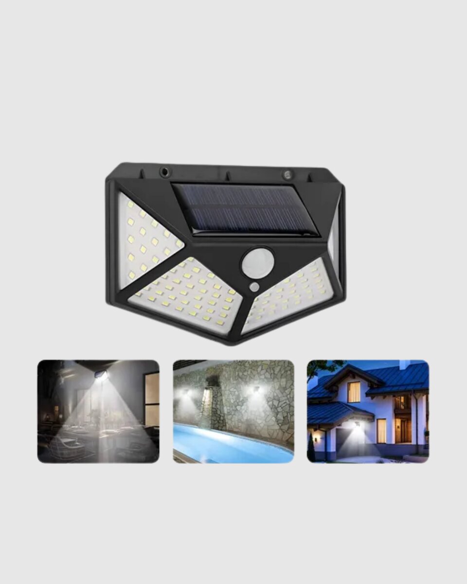 Güneş Enerjili 100 LED Dış Mekan Lamba – Hareket Sensörlü, 2200mAh Bataryalı Solar Aydınlatma Güneş Enerjili 100 LED Dış Mekan Lamba – Hareket Sensörlü, 2200mAh Bataryalı Solar Aydınlatma