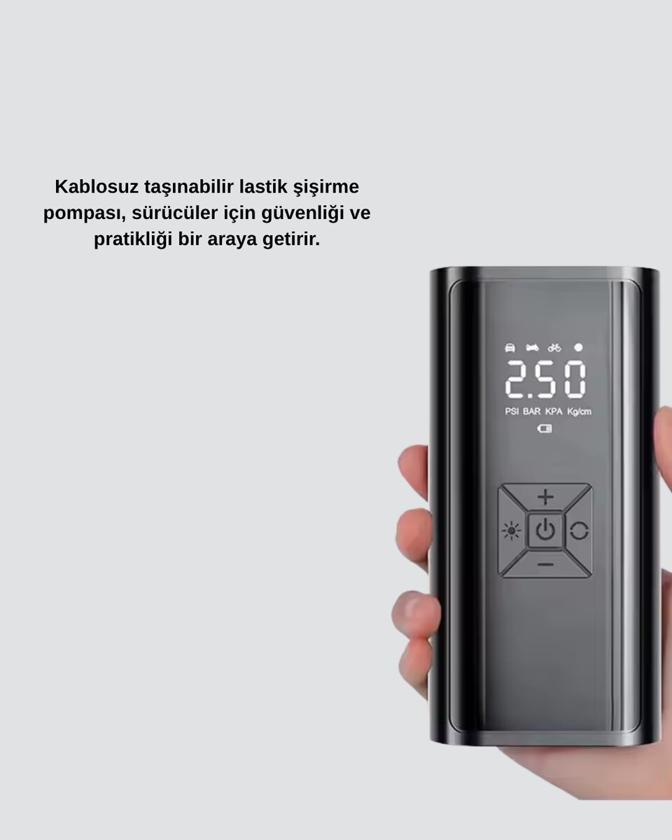 Taşınabilir 80W Kablosuz Lastik Şişirme Pompası Dijital Ekranlı Taşınabilir 80W Kablosuz Lastik Şişirme Pompası Dijital Ekranlı