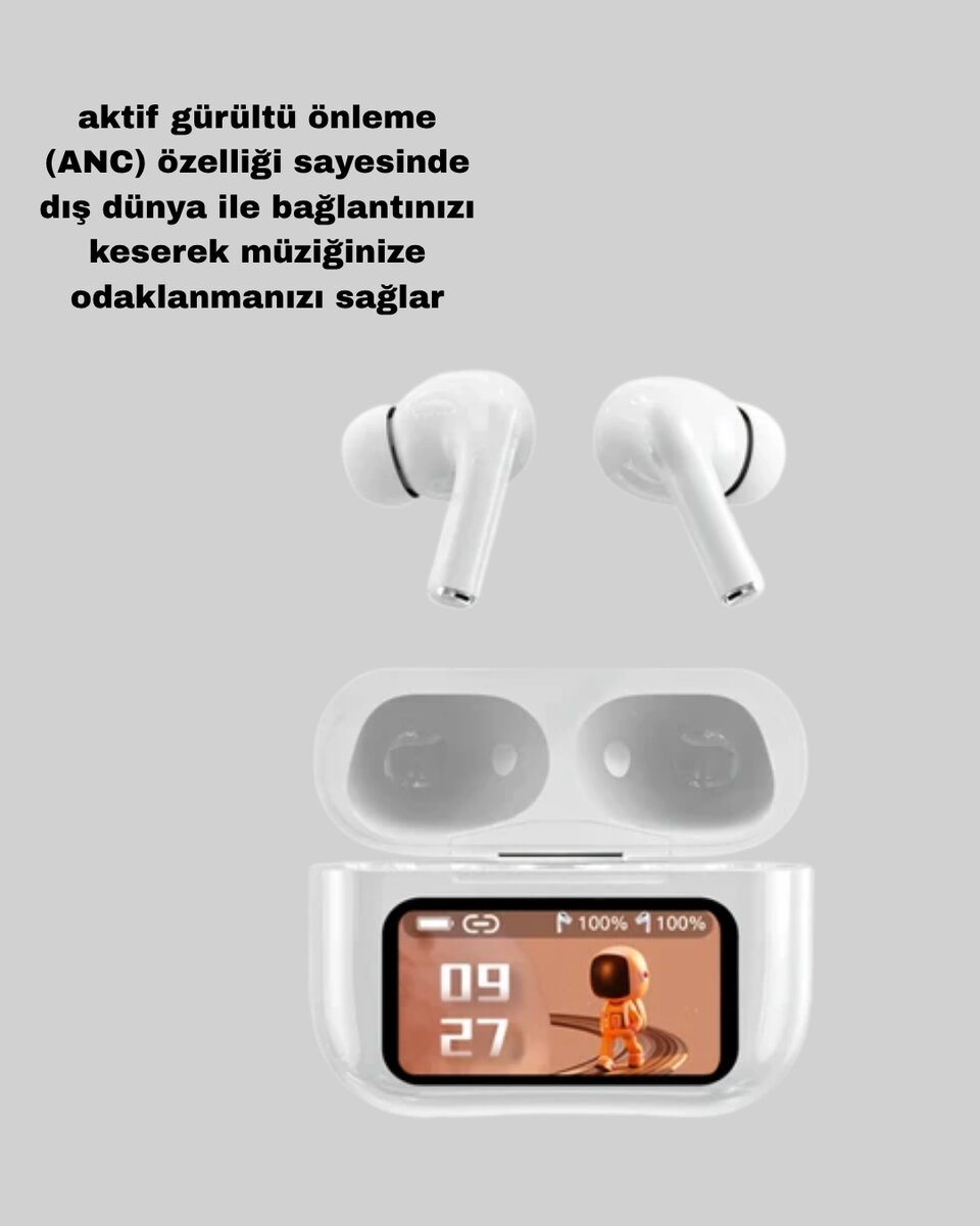Dokunmatik Ekranlı Bluetooth Kulaklık – ANC, Suya Dayanıklı, Powerbank Kutulu Dokunmatik Ekranlı Bluetooth Kulaklık – ANC, Suya Dayanıklı, Powerbank Kutulu