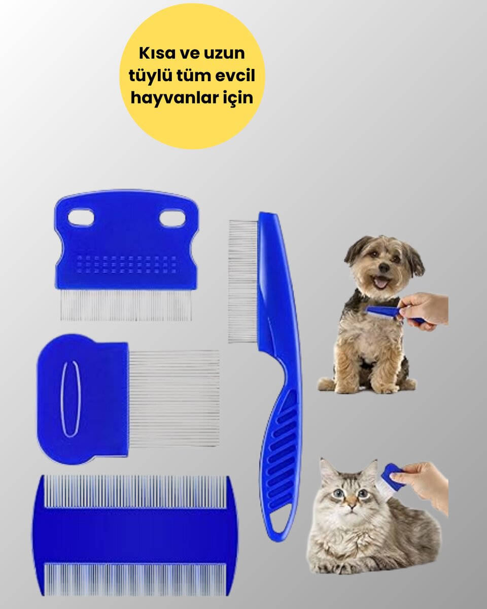 Kedi, Köpek ve Küçük Hayvanlar İçin 4 Parça Ergonomik Tarak Takımı Kedi, Köpek ve Küçük Hayvanlar İçin 4 Parça Ergonomik Tarak Takımı