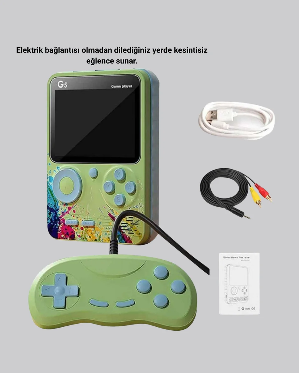 500 Oyunlu G5 Retro Mini Oyun Konsolu 3 İnç Ekran ve AV TV Desteği