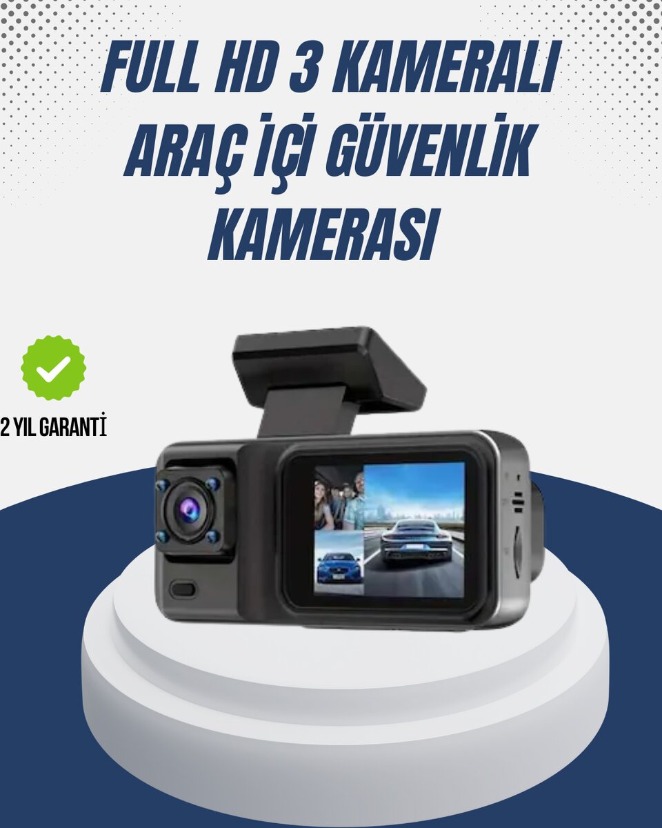 1080P Üç Kameralı Araç Kamerası Wi-Fi Destekli Park Modu ve G-Sensörlü 1080P Üç Kameralı Araç Kamerası Wi-Fi Destekli Park Modu ve G-Sensörlü