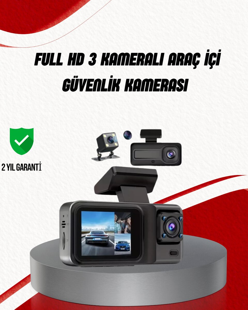 Ön Arka ve İç Kamera DashCam 360° Kapsamlı Full HD Araç Güvenlik Sistemi Ön Arka ve İç Kamera DashCam 360° Kapsamlı Full HD Araç Güvenlik Sistemi