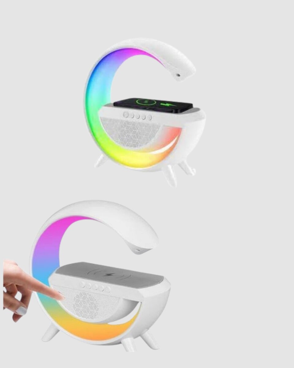 Bluetooth 5.0 Hoparlör – Kablosuz Şarj, RGB Gece Lambası ve FM Radyo Bluetooth 5.0 Hoparlör – Kablosuz Şarj, RGB Gece Lambası ve FM Radyo
