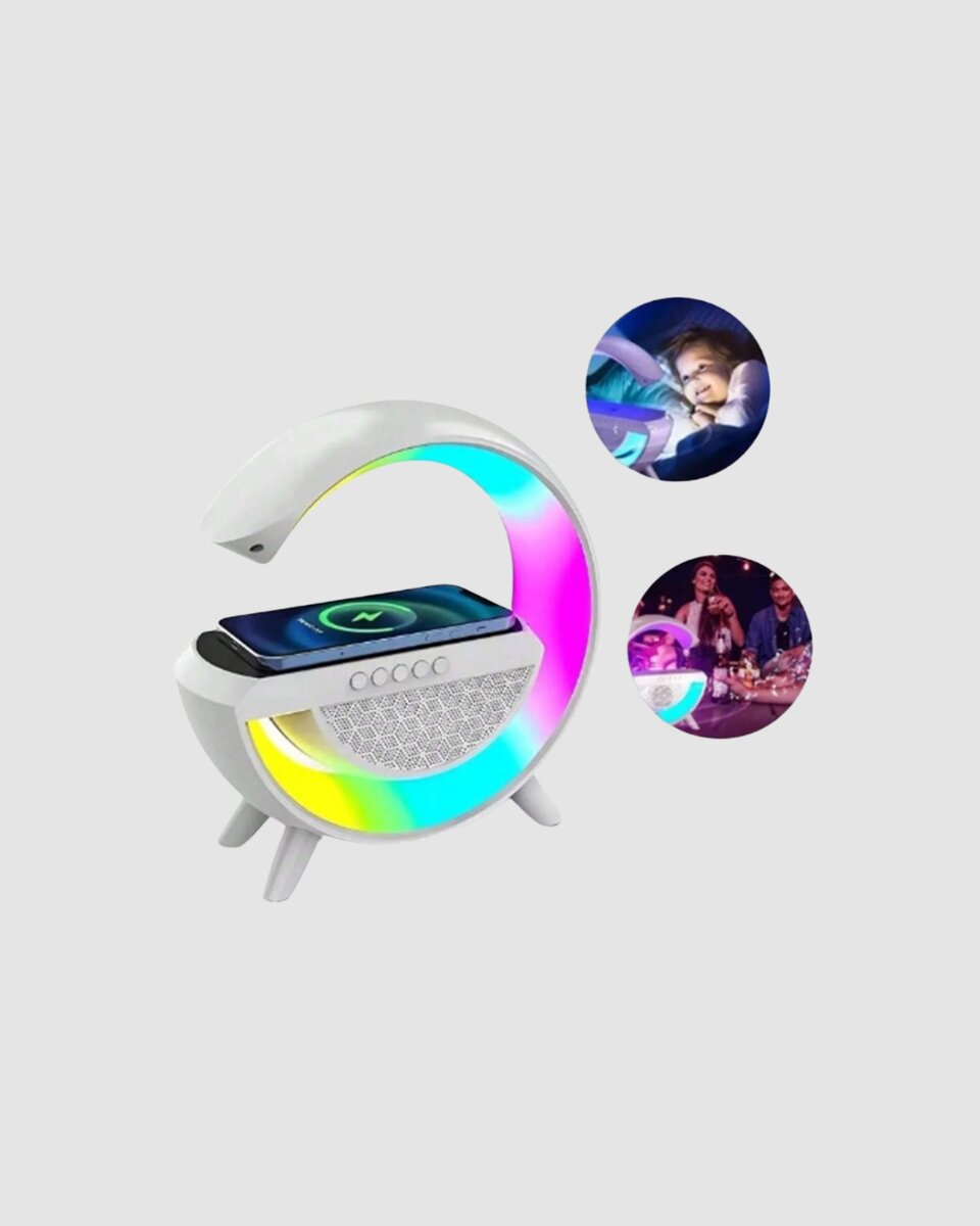 Bluetooth 5.0 Hoparlör – Kablosuz Şarj, RGB Gece Lambası ve FM Radyo Bluetooth 5.0 Hoparlör – Kablosuz Şarj, RGB Gece Lambası ve FM Radyo