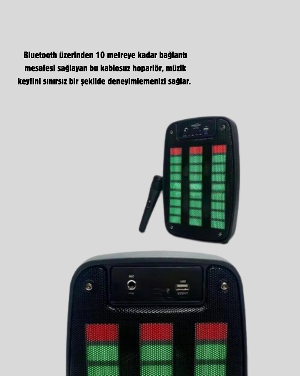 GTS 1793 Kablosuz Bluetooth Hoparlör 6.5 İnç Işıklı ve Güçlü Bass GTS 1793 Kablosuz Bluetooth Hoparlör 6.5 İnç Işıklı ve Güçlü Bass