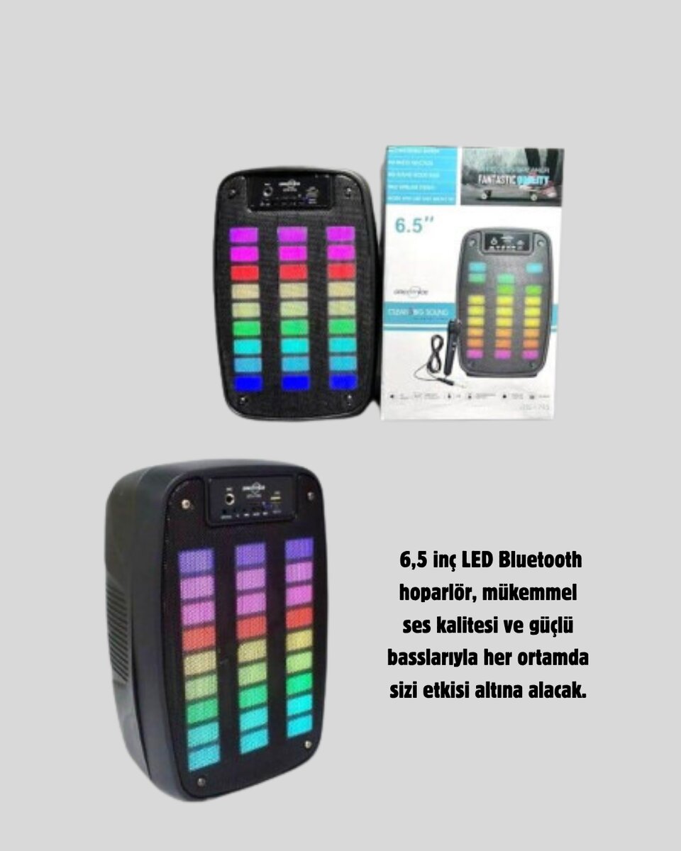 GTS 1793 Kablosuz Bluetooth Hoparlör 6.5 İnç Işıklı ve Güçlü Bass GTS 1793 Kablosuz Bluetooth Hoparlör 6.5 İnç Işıklı ve Güçlü Bass