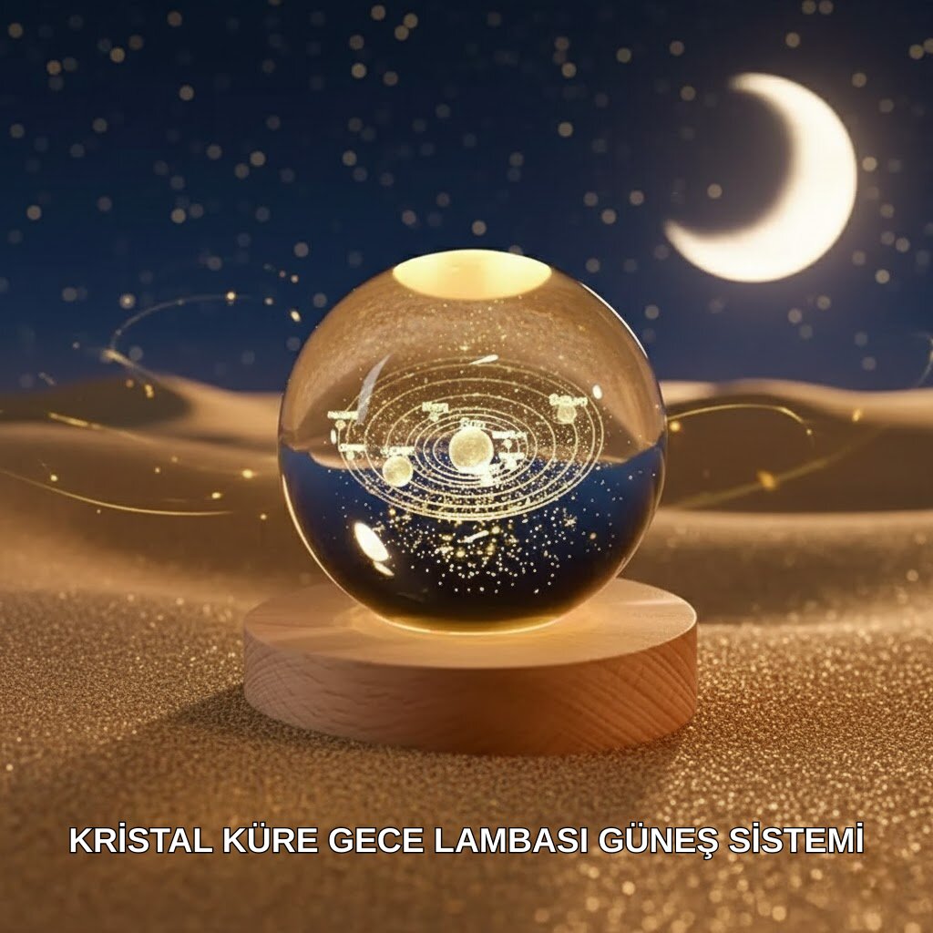Dekoratif LED Kristal Küre Ahşap Altlıklı Şık Gece Lambası Dekoratif LED Kristal Küre Ahşap Altlıklı Şık Gece Lambası