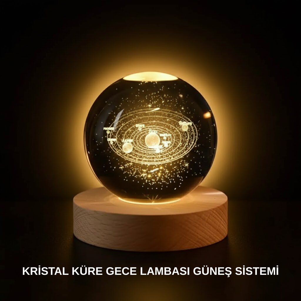 Ahşap Standlı LED Kristal Küre Lazer İşlemeli Dekoratif Obje Ahşap Standlı LED Kristal Küre Lazer İşlemeli Dekoratif Obje