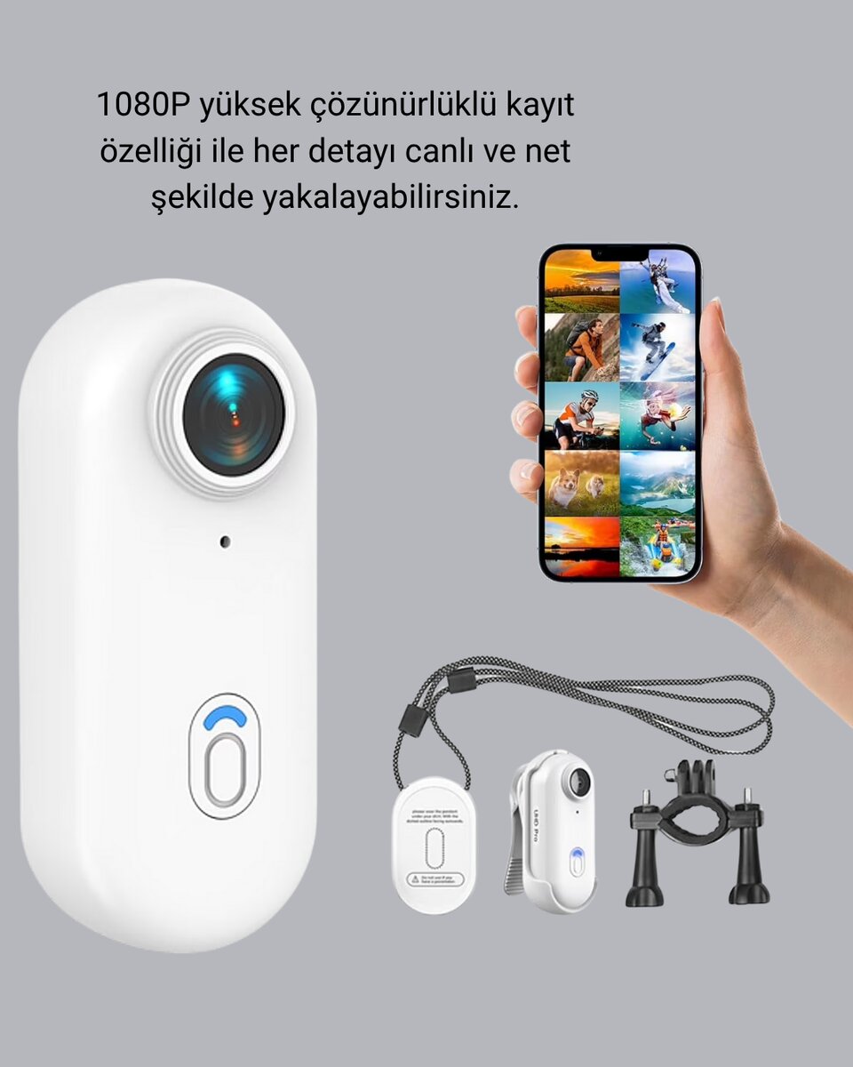 1080P Suya Dayanıklı Aksiyon Spor Kamerası 120° Geniş Açı ve WiFi Destekli 1080P Suya Dayanıklı Aksiyon Spor Kamerası 120° Geniş Açı ve WiFi Destekli