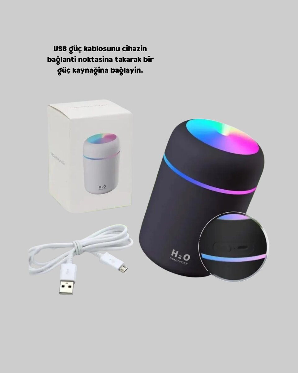 USB Bağlantılı LED Işıklı Hava Nemlendirici – Sessiz ve Kullanıcı Dostu Tasarım USB Bağlantılı LED Işıklı Hava Nemlendirici – Sessiz ve Kullanıcı Dostu Tasarım