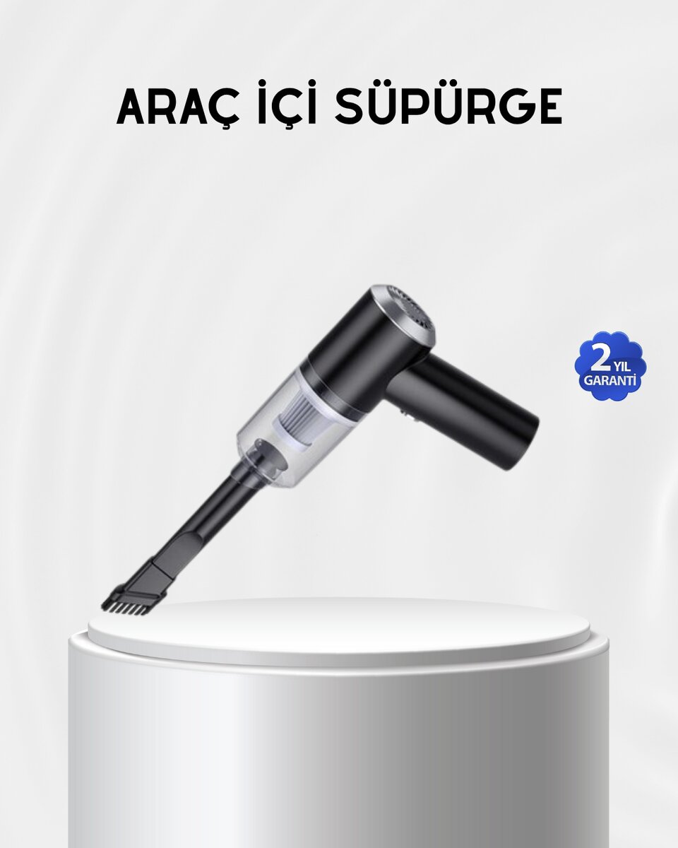 Kablosuz El Süpürgesi – Araç İçi Temizlik İçin 5500PA Güçlü Emiş, USB Şarjlı