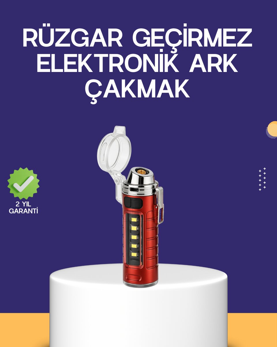 USB Şarjlı Rüzgar Geçirmez Elektrikli Çakmak El Fenerli USB Şarjlı Rüzgar Geçirmez Elektrikli Çakmak El Fenerli
