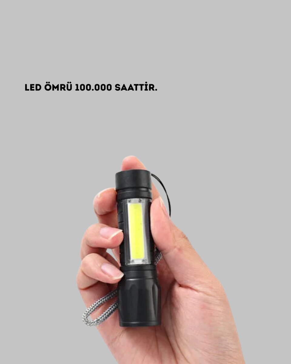 Ultra Dayanıklı 4 Mod Şarjlı Işıldak | Suya ve Darbeye Dayanıklı | 100.000 Saat LED Ömrü Ultra Dayanıklı 4 Mod Şarjlı Işıldak | Suya ve Darbeye Dayanıklı | 100.000 Saat LED Ömrü