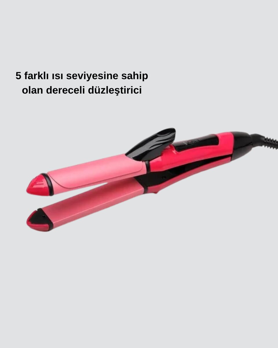 5 Kademeli Seramik Saç Düzleştirici – Düz ve Kıvırcık Mod, 26 mm Plaka, Profesyonel Saç Şekillendirme 5 Kademeli Seramik Saç Düzleştirici – Düz ve Kıvırcık Mod, 26 mm Plaka, Profesyonel Saç Şekillendirme