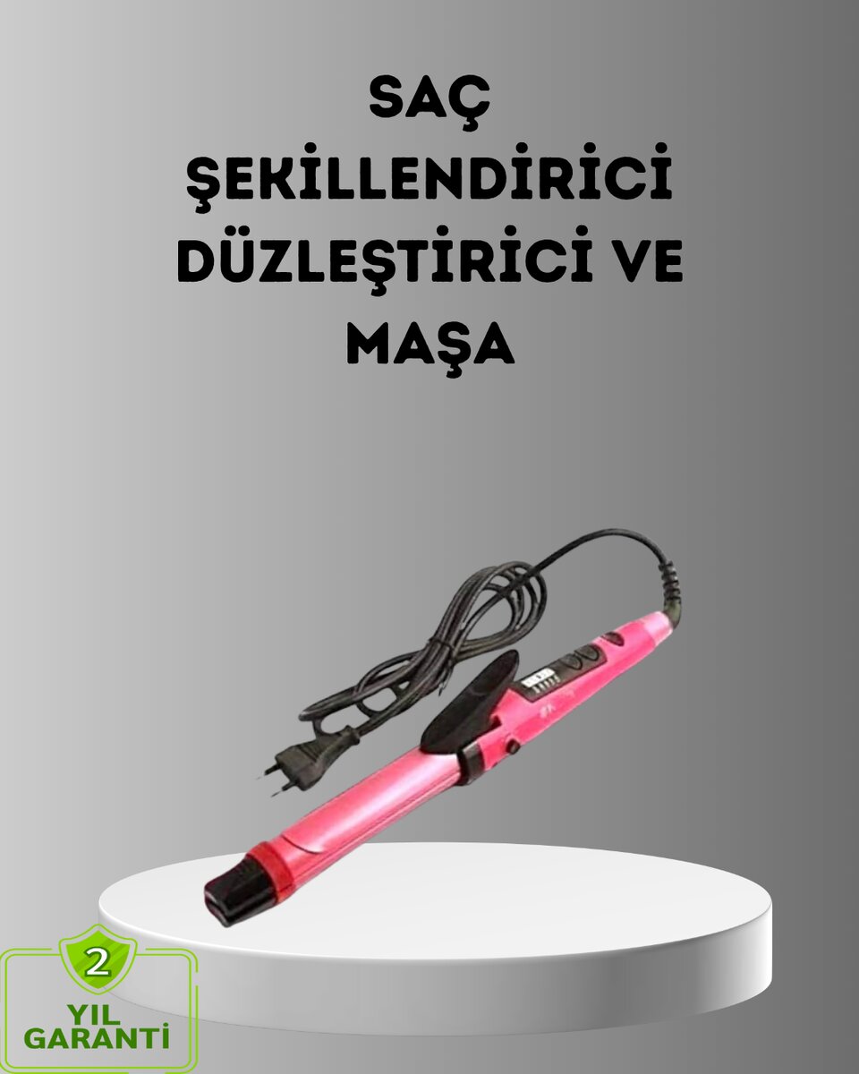 2’si 1 Arada Saç Düzleştirici ve Maşa – 5 Isı Seviyesi, Seramik Kaplama, Döner Kablolu Ergonomik Tasarım 2’si 1 Arada Saç Düzleştirici ve Maşa – 5 Isı Seviyesi, Seramik Kaplama, Döner Kablolu Ergonomik Tasarım