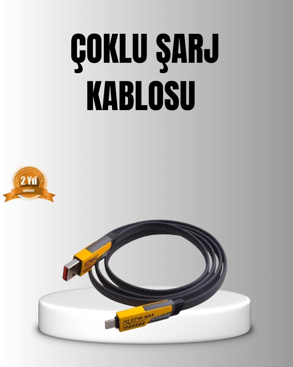 65W 4’ü 1 Arada Örgülü Hızlı Şarj Kablosu USB-C USB-A Çoklu Şarj Dayanıklı 65W 4’ü 1 Arada Örgülü Hızlı Şarj Kablosu USB-C USB-A Çoklu Şarj Dayanıklı