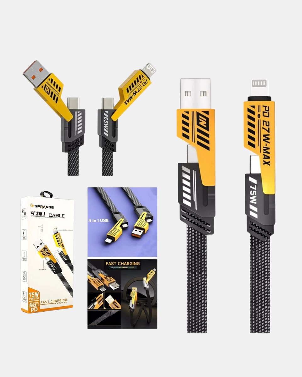 65W Çoklu Şarj Kablosu 4’ü 1 Arada Örgülü Hızlı Veri Aktarım USB-C USB-A 65W Çoklu Şarj Kablosu 4’ü 1 Arada Örgülü Hızlı Veri Aktarım USB-C USB-A