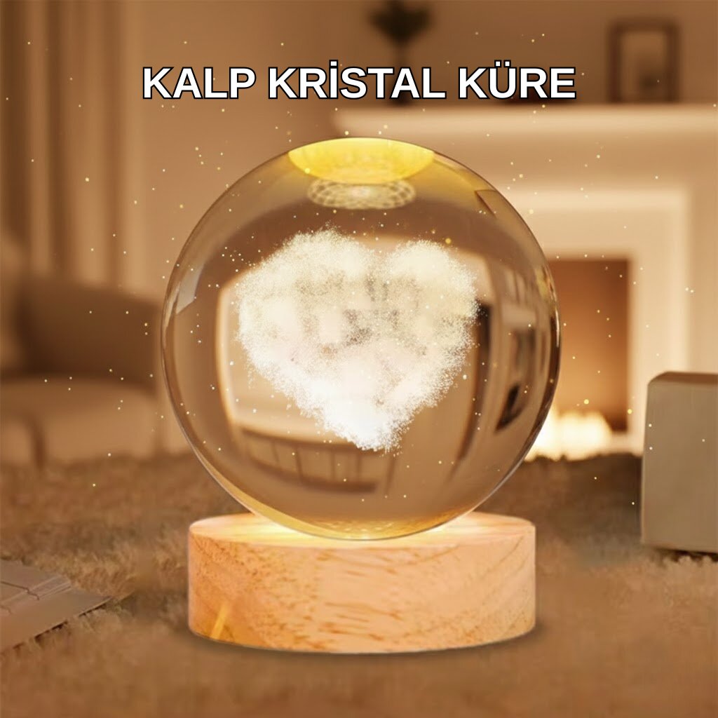 Ahşap Standlı Kalp Motifli Işıklı Cam Küre Hediye Seçeneği Ahşap Standlı Kalp Motifli Işıklı Cam Küre Hediye Seçeneği
