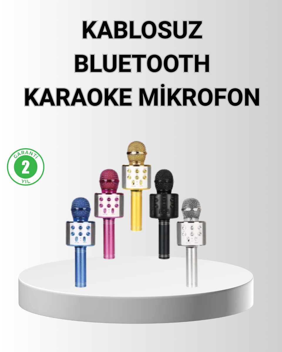 Bluetooth Karaoke Mikrofon – Yüksek Ses Kalitesi, Yankı Efektli, Uzun Ömürlü Pil Bluetooth Karaoke Mikrofon – Yüksek Ses Kalitesi, Yankı Efektli, Uzun Ömürlü Pil