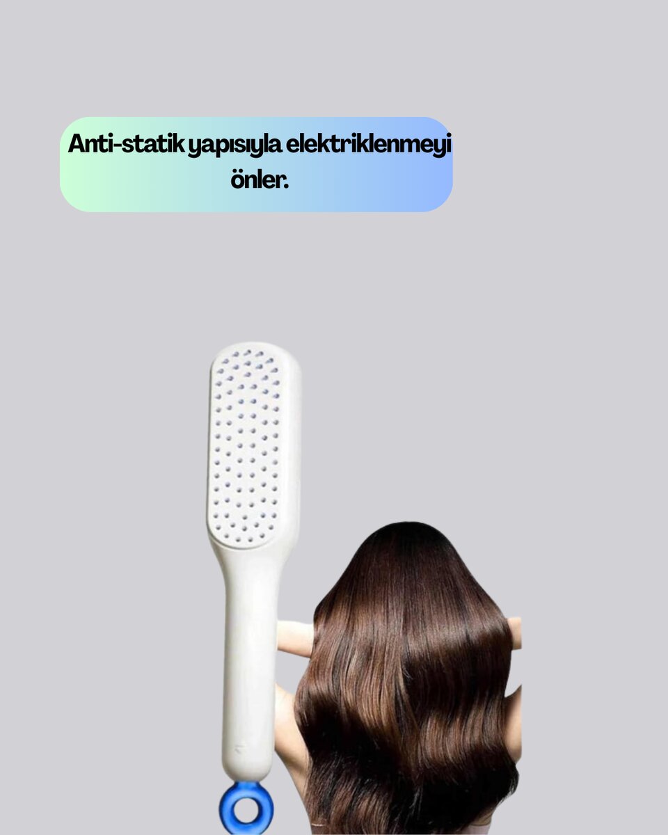 Kendi Kendini Temizleyen Saç Tarağı – Anti-Statik, Silikon Uçlu, ABS Malzeme, 22x4 cm Kendi Kendini Temizleyen Saç Tarağı – Anti-Statik, Silikon Uçlu, ABS Malzeme, 22x4 cm