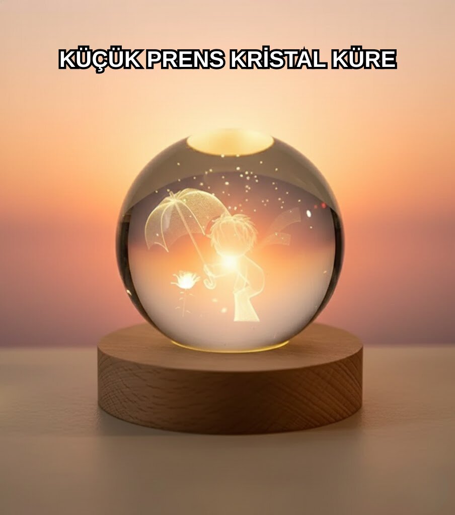 Masif Ahşap Standlı 3D Küçük Prens Kristal Top USB Gece Lambası Sıcak Işık Masif Ahşap Standlı 3D Küçük Prens Kristal Top USB Gece Lambası Sıcak Işık