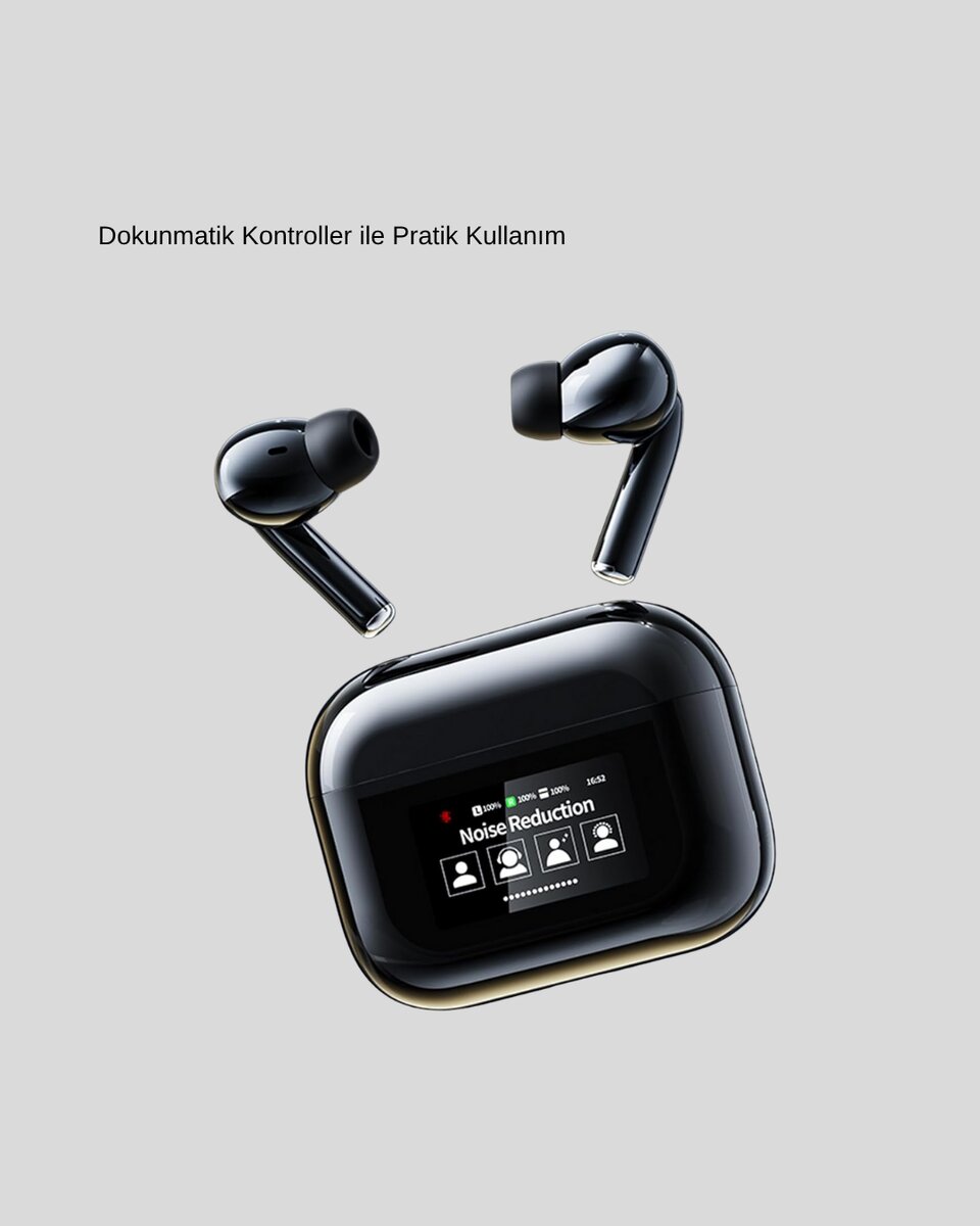 Aktif Gürültü Engelleme (ANC) Kablosuz Bluetooth Kulaklık – Dijital Ekranlı, Dokunmatik ve Uzun Pil Ömürlü Aktif Gürültü Engelleme (ANC) Kablosuz Bluetooth Kulaklık – Dijital Ekranlı, Dokunmatik ve Uzun Pil Ömürlü