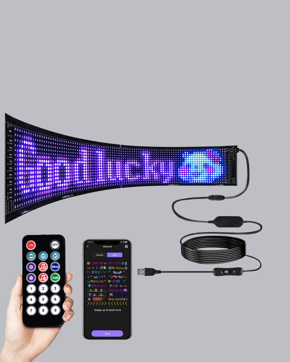 RGB LED Panel – Çok Renkli, Kumandalı, USB Bağlantılı Yazı ve GIF Gösterimli Akıllı Lamba RGB LED Panel – Çok Renkli, Kumandalı, USB Bağlantılı Yazı ve GIF Gösterimli Akıllı Lamba