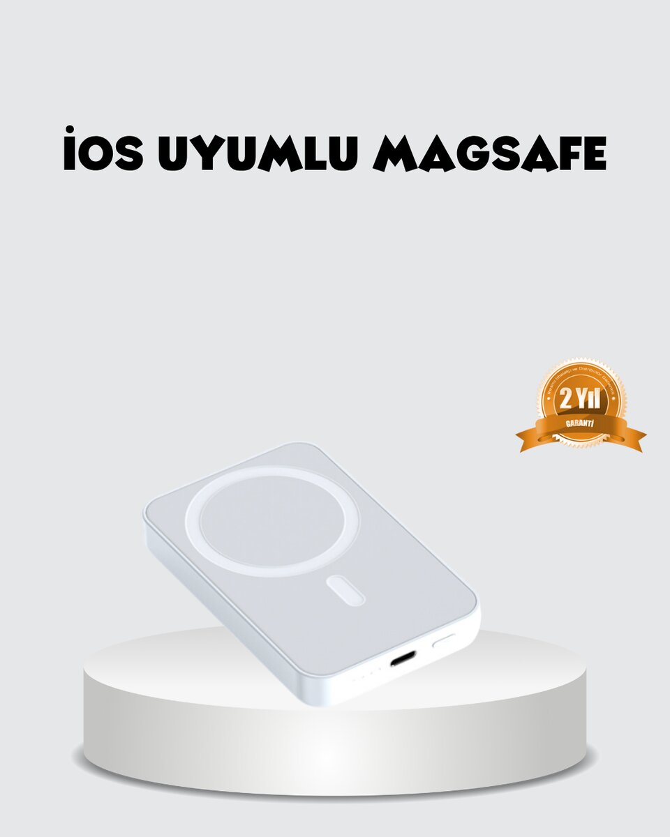MagSafe Uyumlu Kablosuz Batarya – 27W Hızlı Şarj Destekli Kompakt Güç Bankası
