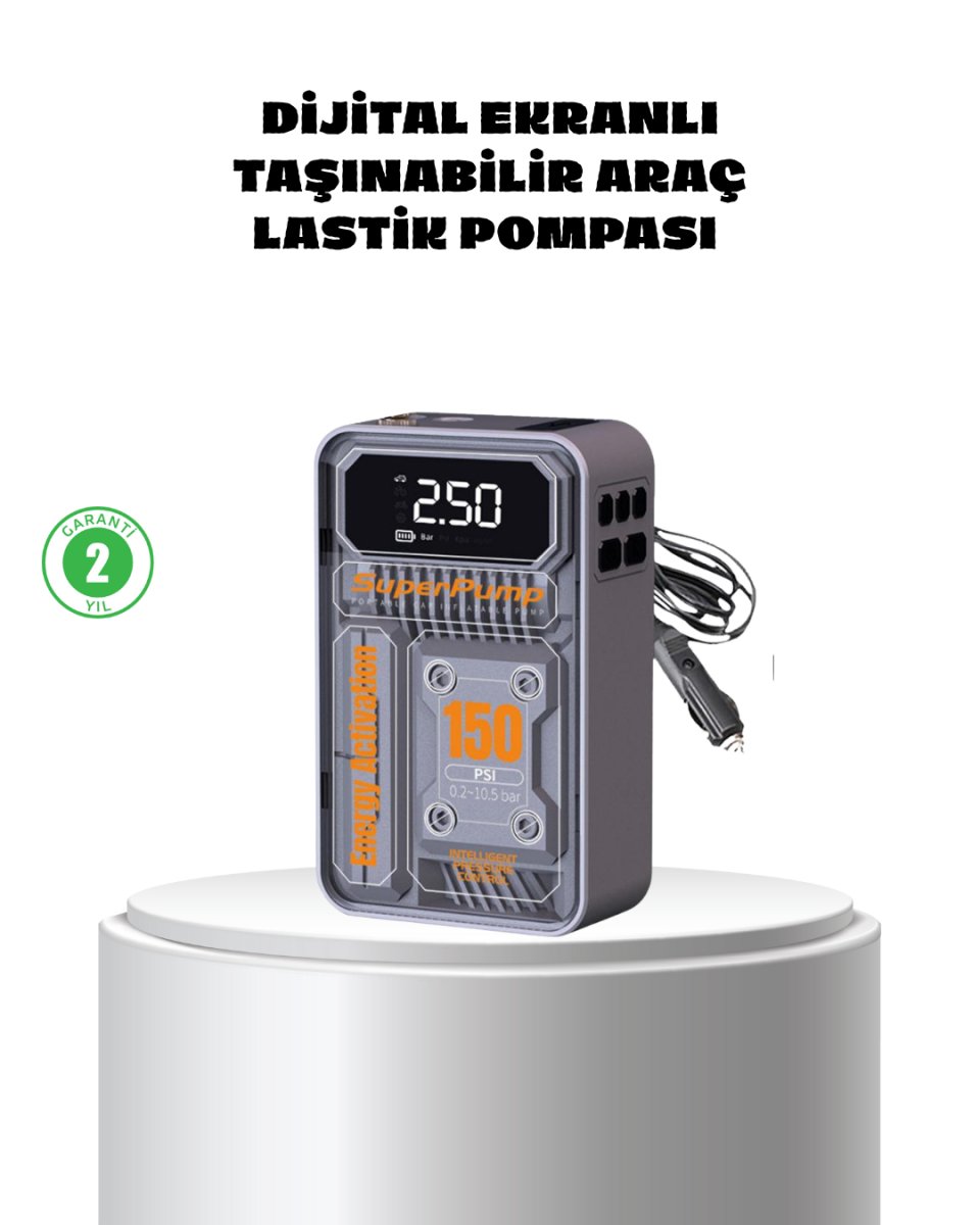Taşınabilir Kablosuz Hava Pompası – 150 PSI Güçlü Basınç ve 6000mAh Şarjlı Taşınabilir Kablosuz Hava Pompası – 150 PSI Güçlü Basınç ve 6000mAh Şarjlı