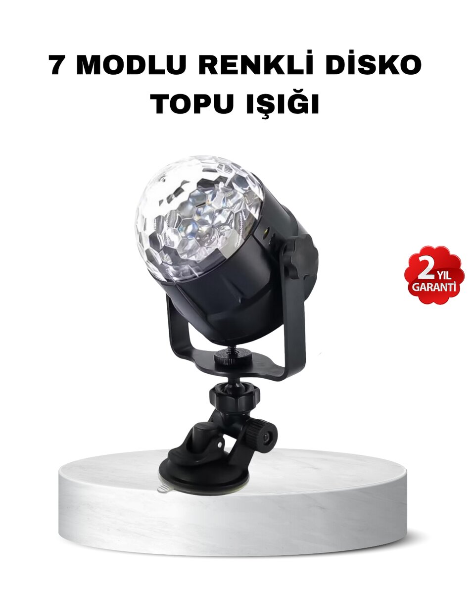 Müzik Ritmine Duyarlı Renkli Disko Topu – 7 Modlu Işıklı Parti Lambası Müzik Ritmine Duyarlı Renkli Disko Topu – 7 Modlu Işıklı Parti Lambası