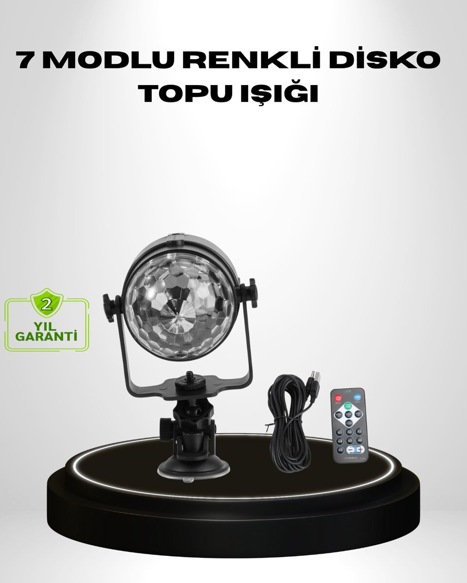 Ritme Duyarlı LED Disko Topu – Renkli Işık Gösterili Parti Lambası Ritme Duyarlı LED Disko Topu – Renkli Işık Gösterili Parti Lambası