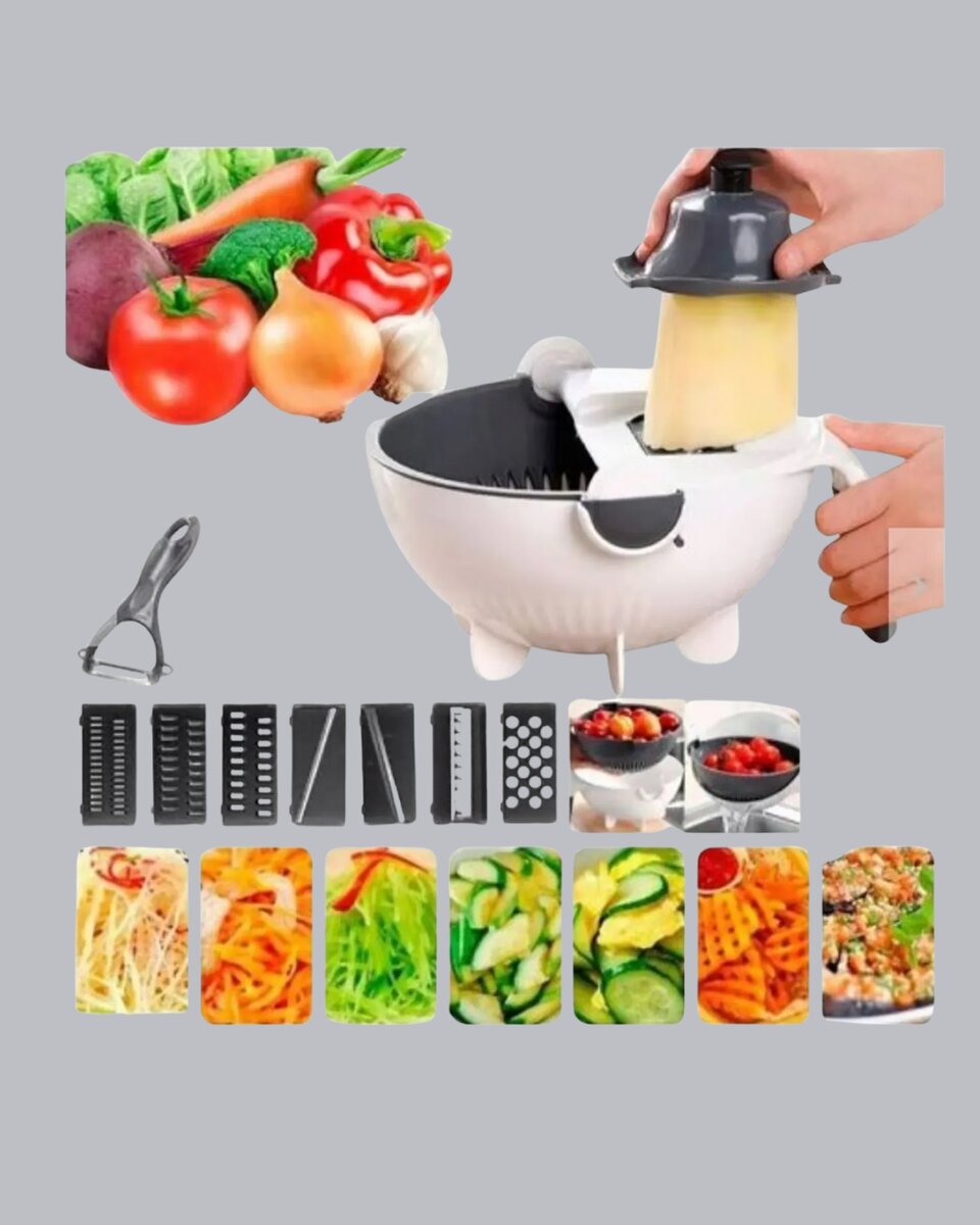 5 Fonksiyonlu Döner Rende Süzgeçli Çok Amaçlı Sebze Doğrayıcı Kaymaz Tabanlı 5 Fonksiyonlu Döner Rende Süzgeçli Çok Amaçlı Sebze Doğrayıcı Kaymaz Tabanlı