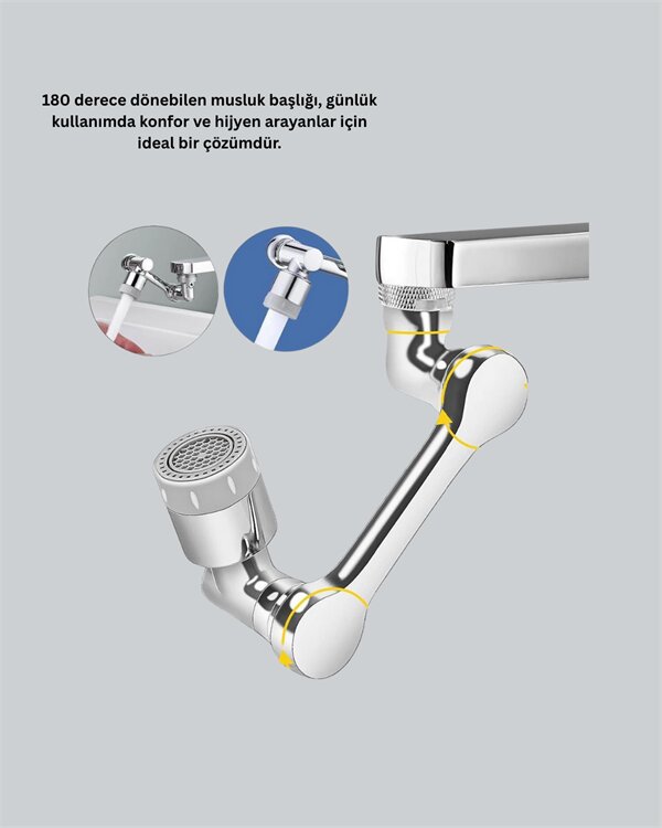 Esnek 1080° Musluk Başlığı 3 Eklemli Hareketli Su Modlu Lavabo Aparatı Esnek 1080° Musluk Başlığı 3 Eklemli Hareketli Su Modlu Lavabo Aparatı
