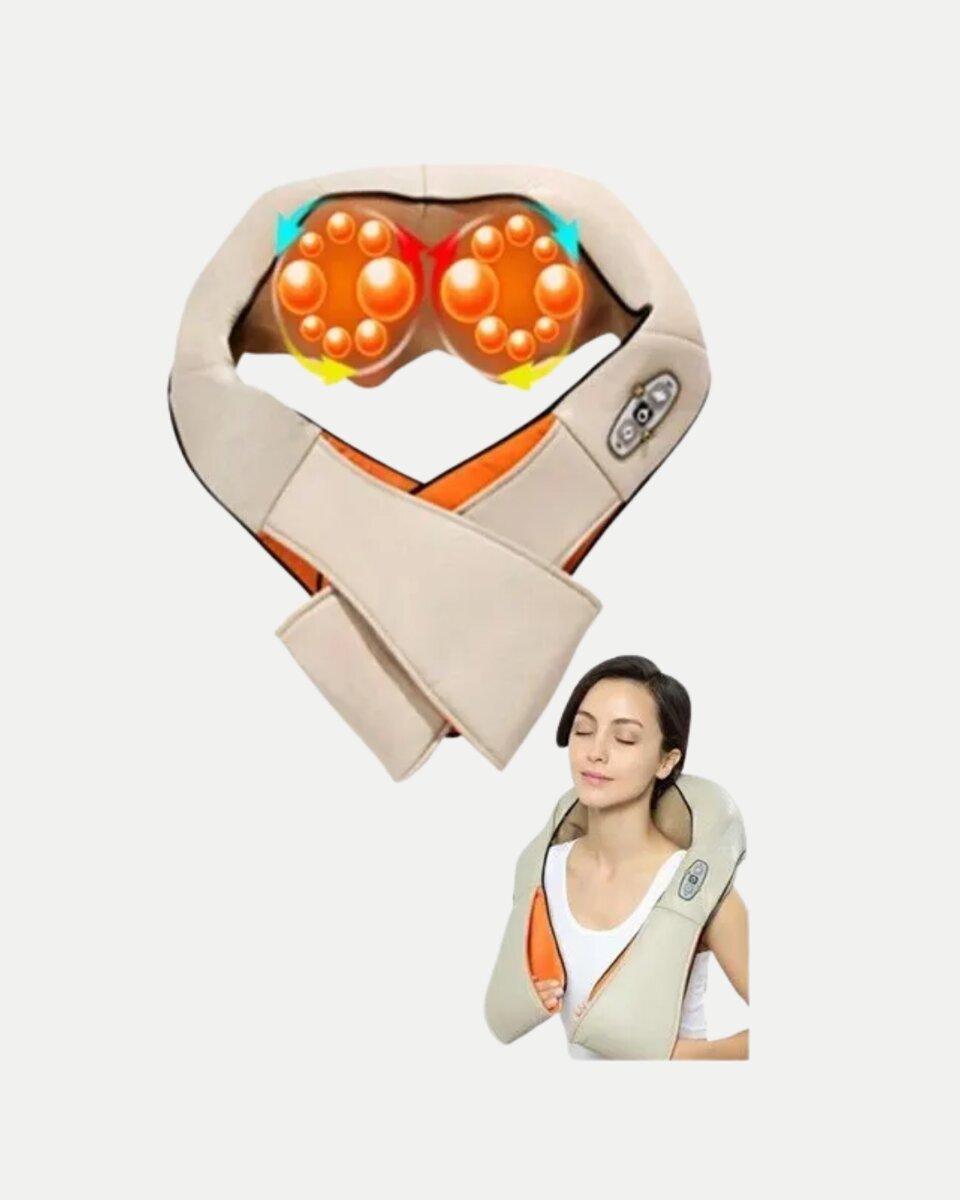 Ergonomik Ovmalı Masaj Aleti – Isıtmalı, Yoğurmalı, Boyun ve Bel Rahatlatıcı Masaj Makinesi