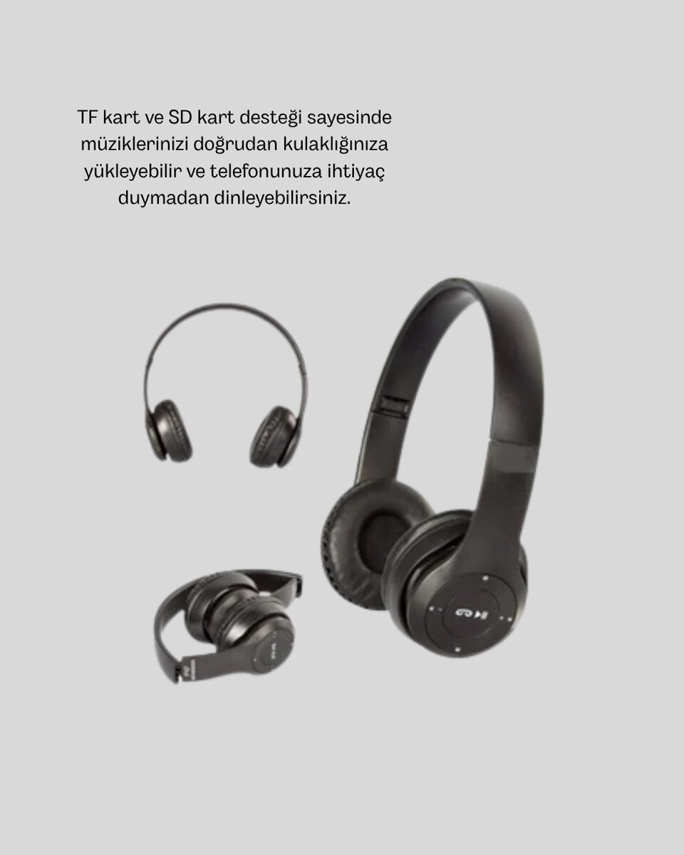 Bluetooth 5.0 Kablosuz Kulaklık – Extra Bass, TF Kart Desteği, 3.5mm AUX Girişli Bluetooth 5.0 Kablosuz Kulaklık – Extra Bass, TF Kart Desteği, 3.5mm AUX Girişli