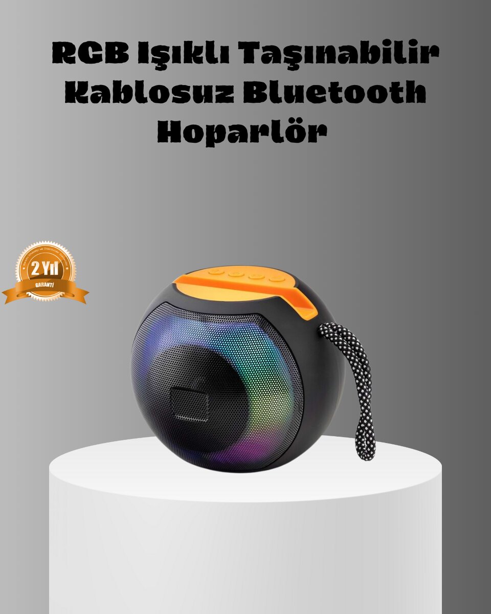 Taşınabilir Bluetooth Hoparlör – RGB Işıklı, Güçlü Bas ve 8 Saat Pil Ömrü Taşınabilir Bluetooth Hoparlör – RGB Işıklı, Güçlü Bas ve 8 Saat Pil Ömrü