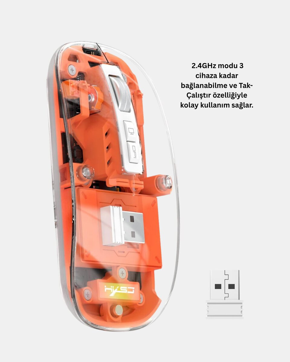 Çift Modlu Kablosuz Bluetooth 5.0 + 2.4GHz Mouse – 3 Cihaz Bağlantılı, Hızlı Geçiş Düğmeli Çift Modlu Kablosuz Bluetooth 5.0 + 2.4GHz Mouse – 3 Cihaz Bağlantılı, Hızlı Geçiş Düğmeli