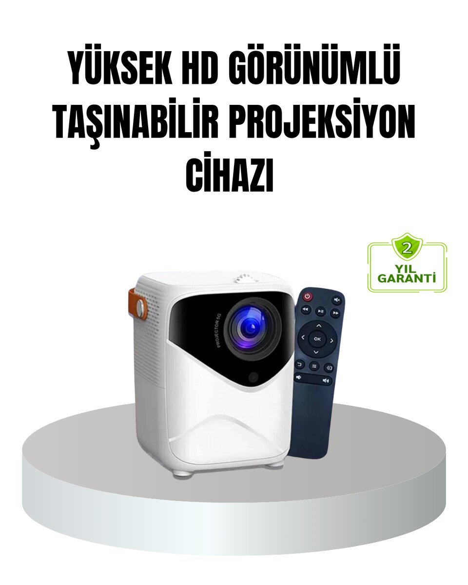 Taşınabilir 1080P HD Akıllı Projektör – 64GB Dahili Hafıza, 2GB RAM, Uzaktan Kumandalı Taşınabilir 1080P HD Akıllı Projektör – 64GB Dahili Hafıza, 2GB RAM, Uzaktan Kumandalı