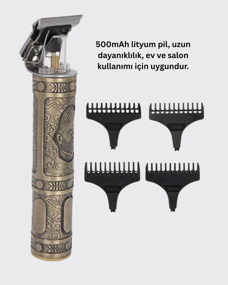 Dayanıklı Çelik Kafa ve Güçlü Motorlu Saç Sakal Makinesi