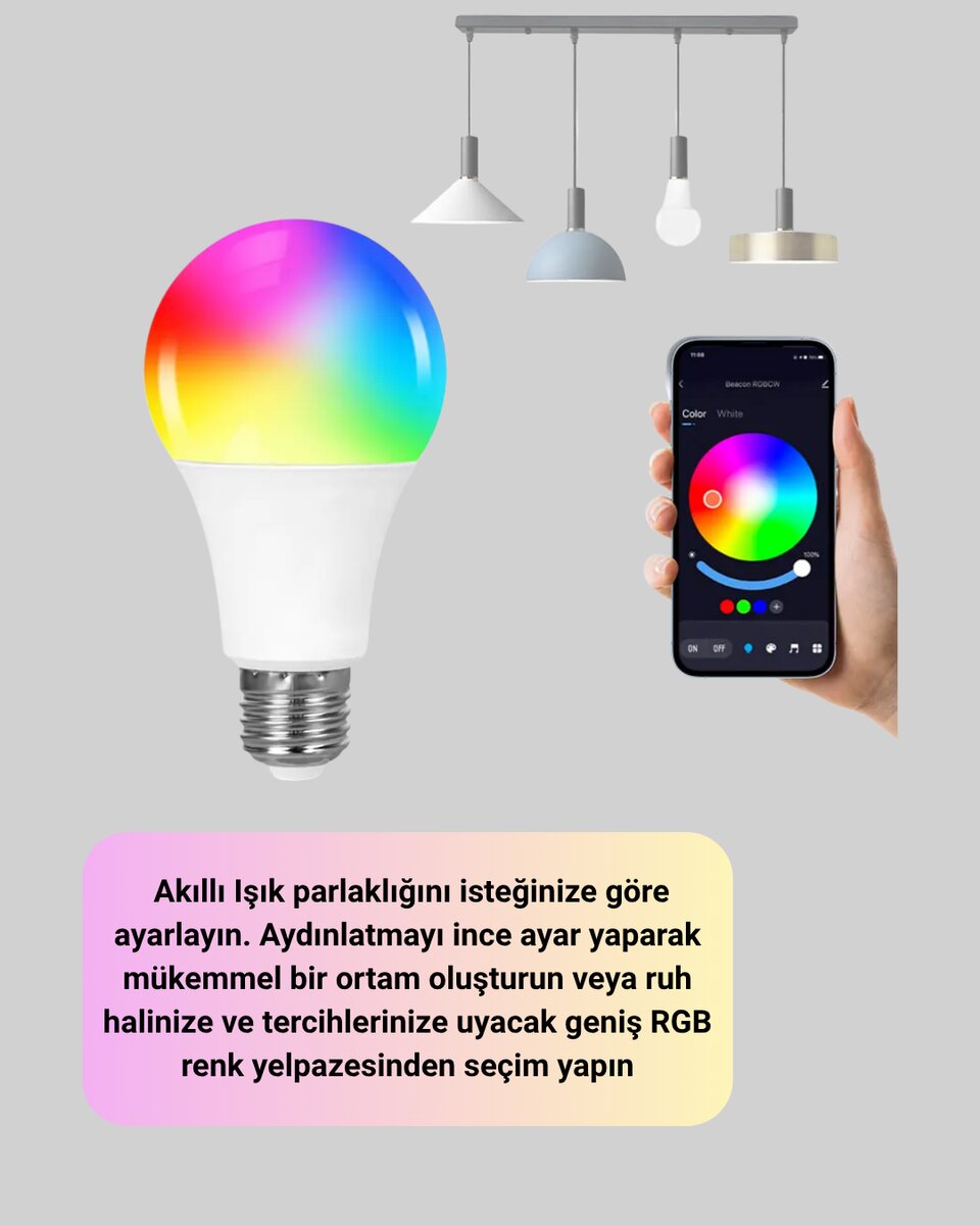Kumanda Destekli Çok Renkli Akıllı LED Ampul