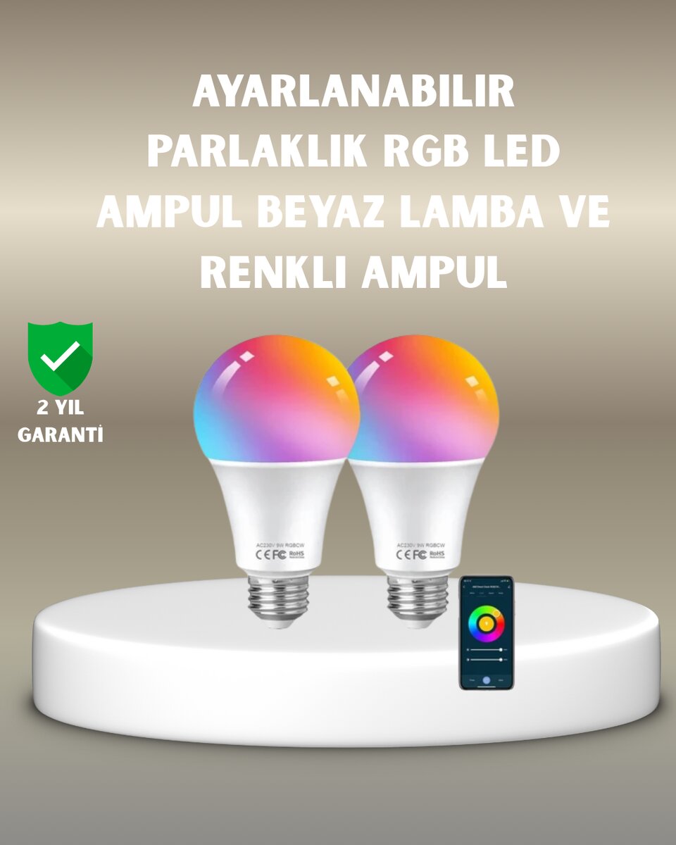 RGBW Teknolojili Akıllı LED Ampul, Zamanlayıcılı RGBW Teknolojili Akıllı LED Ampul, Zamanlayıcılı