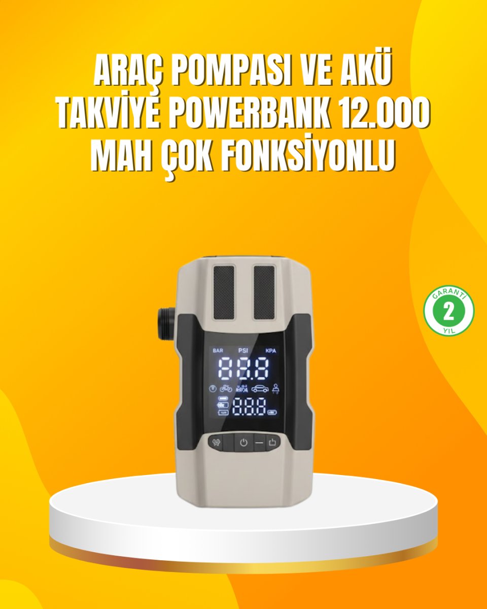 12.000 mAh Akü Takviye Powerbank Dahili Hava Dijital Ekranlı 12.000 mAh Akü Takviye Powerbank Dahili Hava Dijital Ekranlı