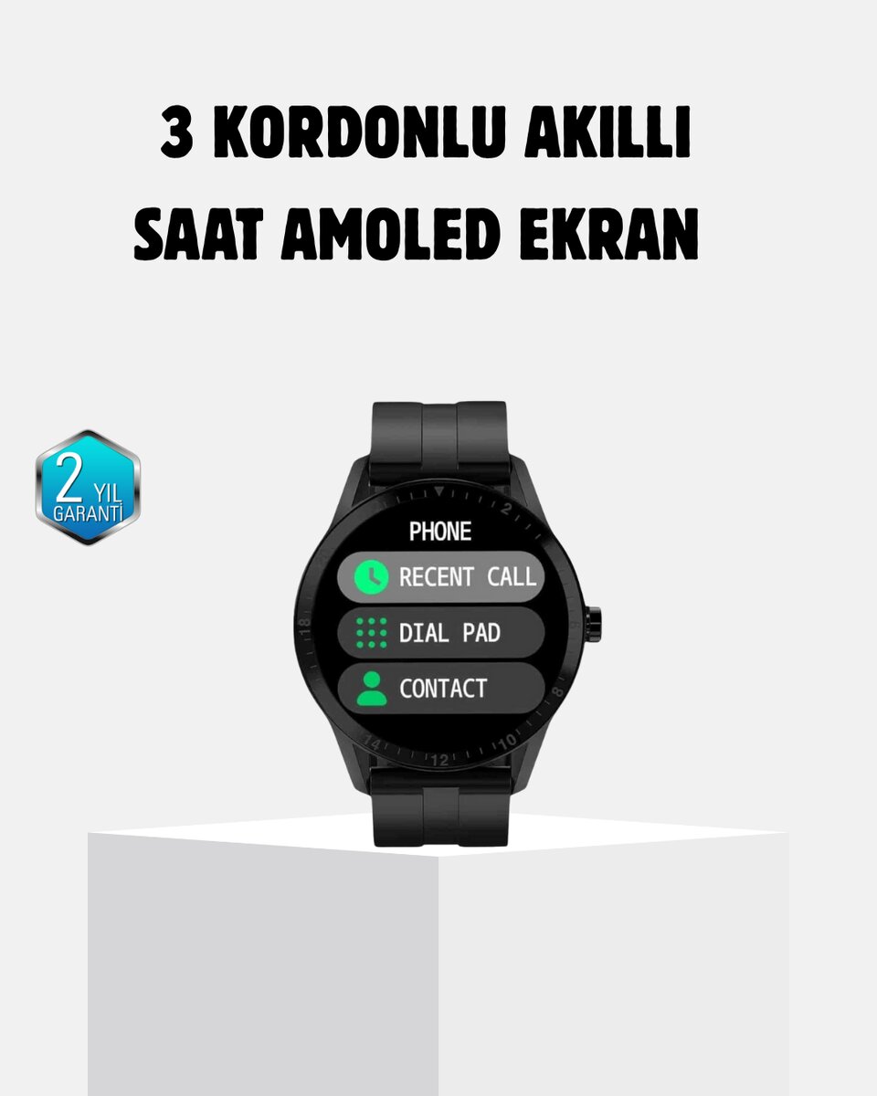 3 Kordonlu AMOLED Akıllı Saat – Sağlık Takipli 3 Kordonlu AMOLED Akıllı Saat – Sağlık Takipli