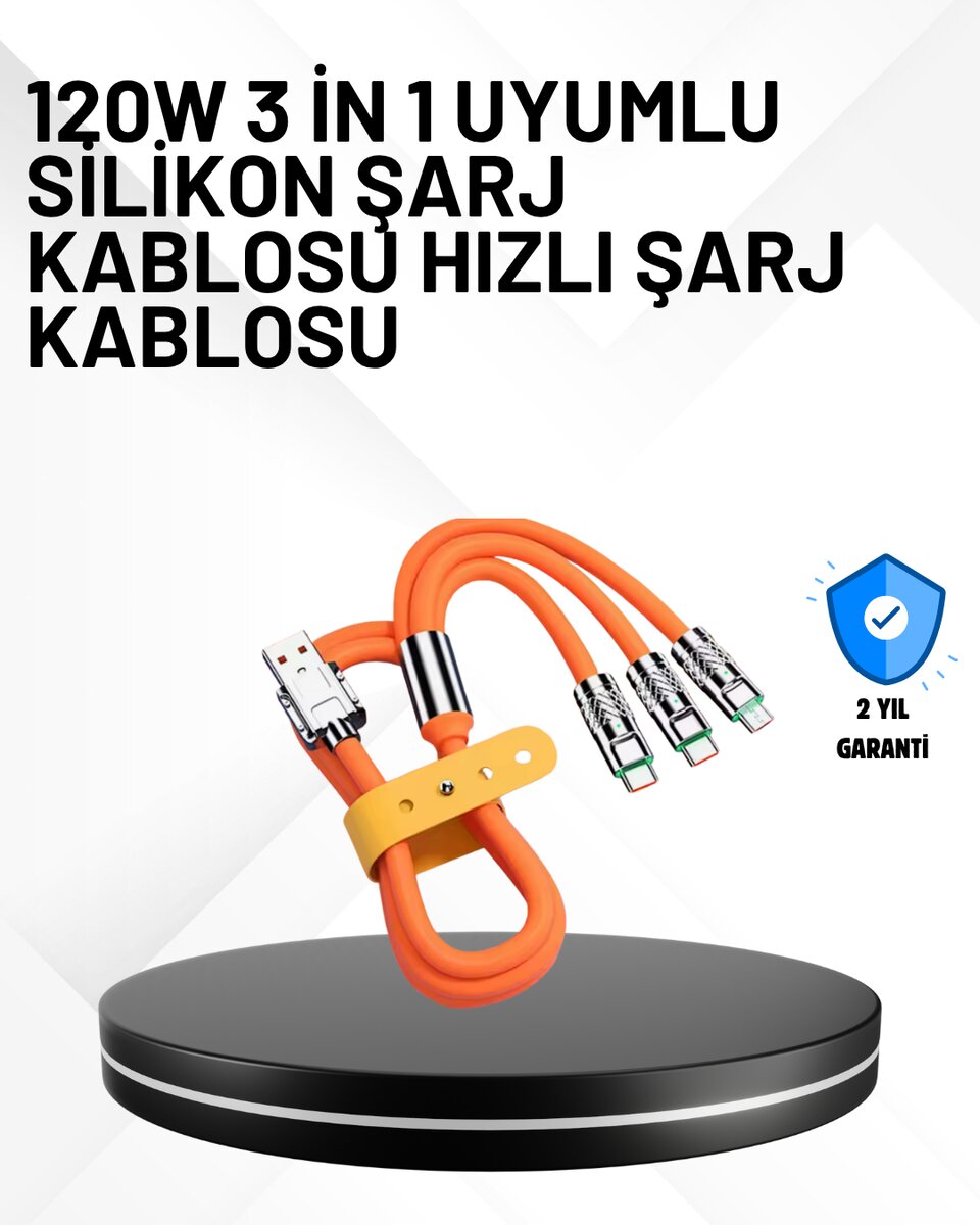 3’ü 1 Arada Kablo – 120W Hızlı Şarj ve Veri Aktarımı Özellikli 3’ü 1 Arada Kablo – 120W Hızlı Şarj ve Veri Aktarımı Özellikli