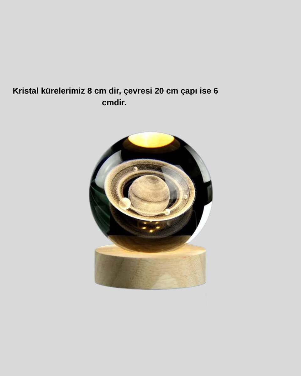 Satürn Gezegenli Kristal Küre LED Lamba USB’li Ahşap Standlı Satürn Gezegenli Kristal Küre LED Lamba USB’li Ahşap Standlı