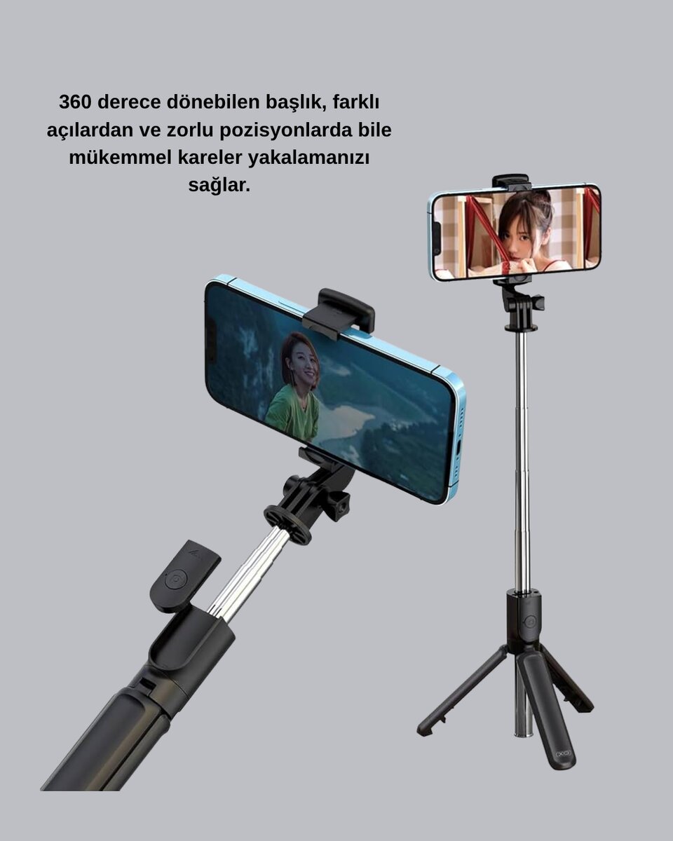 Kablosuz Bluetooth Selfie Çubuğu – 360° Dönebilir Başlık, Taşınabilir ve Şık Tasarım Kablosuz Bluetooth Selfie Çubuğu – 360° Dönebilir Başlık, Taşınabilir ve Şık Tasarım