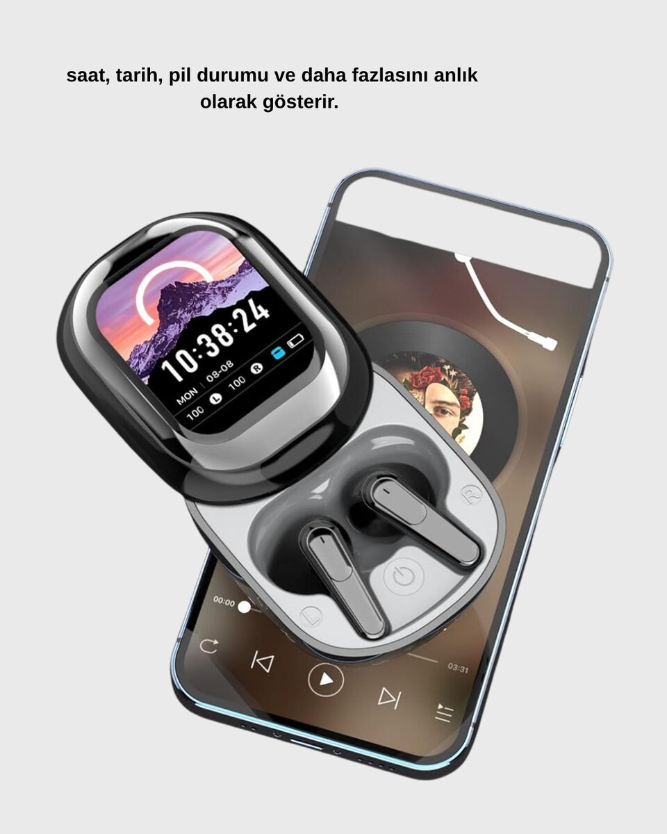 Bluetooth 5.4 Kulaklık – Gürültü Engelleme ve Akıllı Ekranlı Şarj Kutusu Bluetooth 5.4 Kulaklık – Gürültü Engelleme ve Akıllı Ekranlı Şarj Kutusu