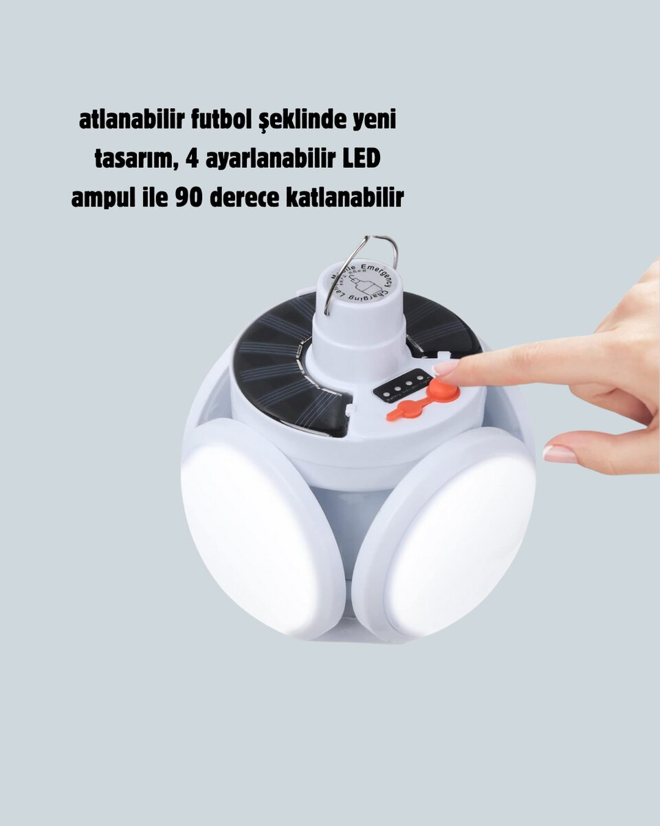 Güneş Paneliyle Şarj Olan Katlanabilir LED Çadır Lambası – 5 Kademeli Aydınlatma Güneş Paneliyle Şarj Olan Katlanabilir LED Çadır Lambası – 5 Kademeli Aydınlatma